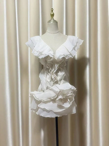 Xajzpa Fashion Women Dress Slash Neck Lotus Leaf Edge Design Lace-up Solid Color Female Party Dresses Summer New Tide